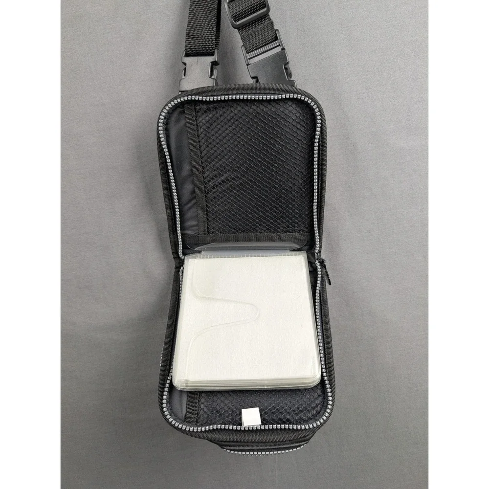 Harley Davidson Black Faux Leather CD Case Crossbody Bag Biker Moto Logo
